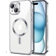 Husă iPhone 14 Plus, MagSafe, Transparentă, Ramă Neagră