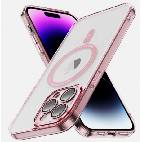 Husă iPhone 14 Pro Max, MagSafe, Transparentă, Ramă Neagră