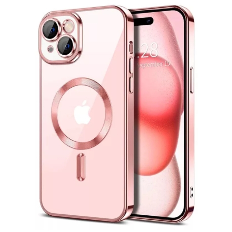 Husă iPhone 13, MagSafe, Transparentă, Ramă Neagră