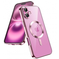 Husă iPhone 16, MagSafe, transparentă, ramă neagră