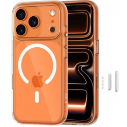 Husă iPhone 16 Pro Max, MagSafe, transparentă, ramă neagră