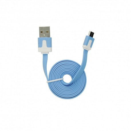 Cablu Date & Incarcare MicroUSB Plat - 1 Metru (Albastru)