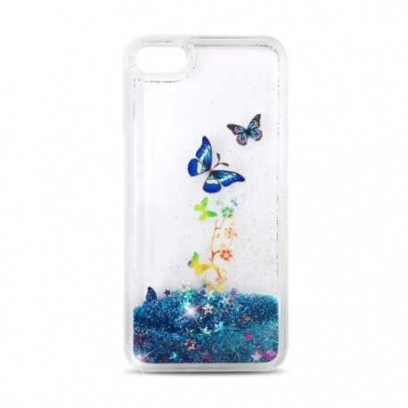 Husa Pentru SAMSUNG Galaxy J3 2016 - Water Glitter TSS, Bleumarin, Butterfly