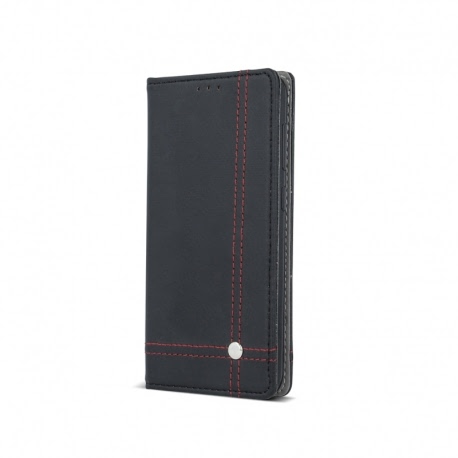 Husa Pentru APPLE iPhone 5/5S/SE - Leather Focus TSS, Negru cu Rosu