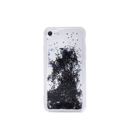 Husa APPLE iPhone 7 \ 8 - Glitter Lichid Litere (Negru)