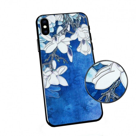 Husa HUAWEI P40 Lite E - Flowers 3D (Albastru)